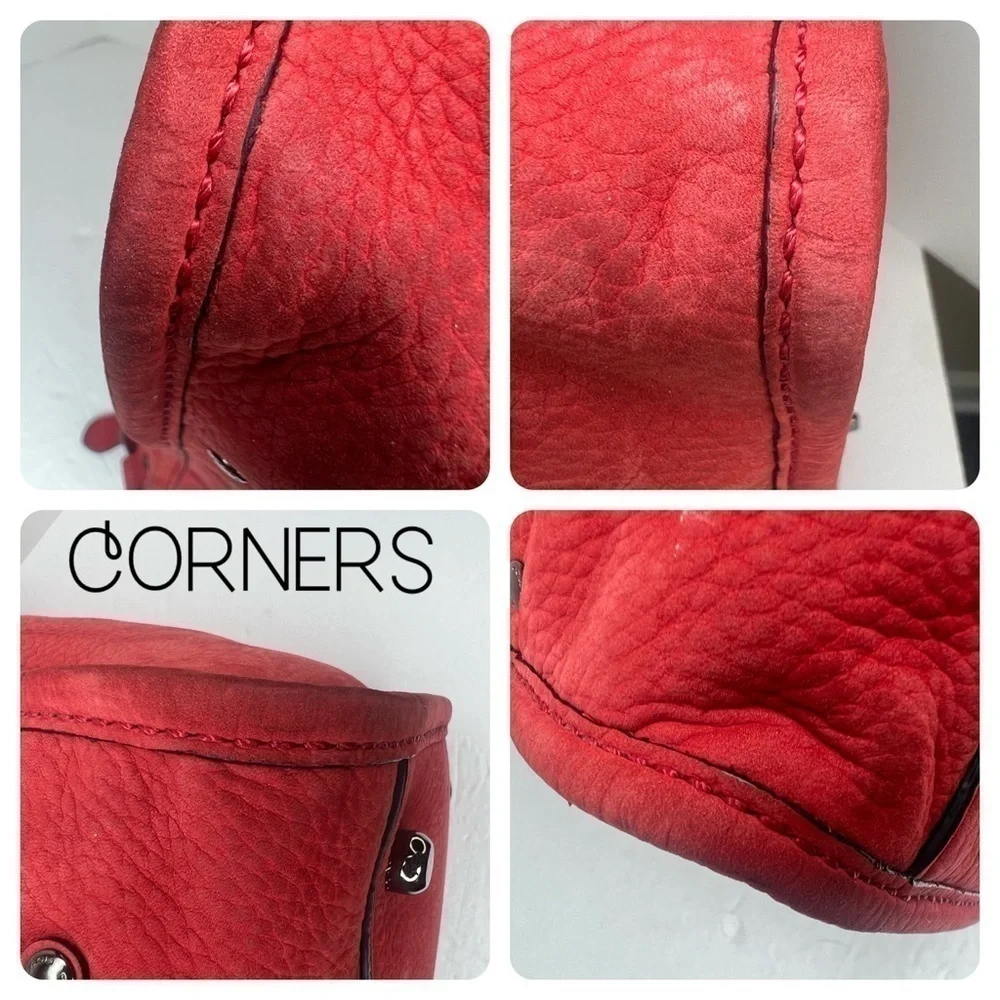 Coach Elevated Rhyder 33 Red Pebbled Suede Leather Shoulder Bag